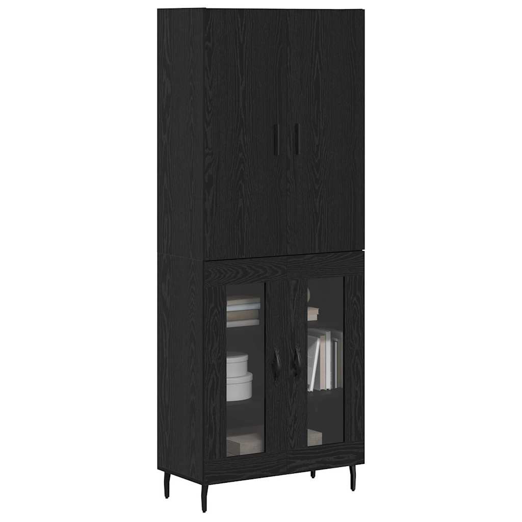 Credenza 2 pcs Rovere artigianale Legno Stratificato e Vetro