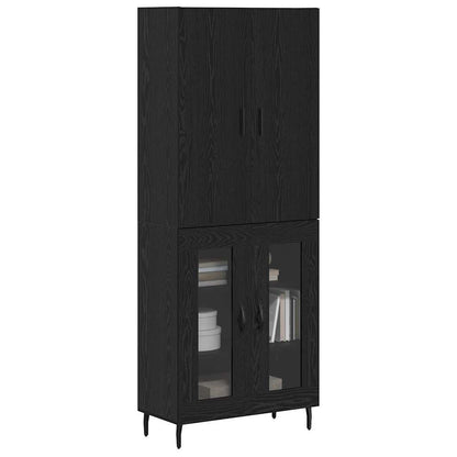 Credenza 2 pcs Rovere artigianale Legno Stratificato e Vetro