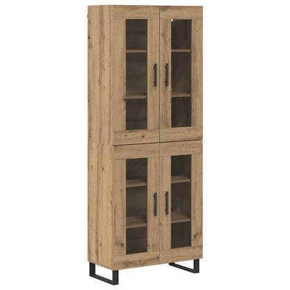 Credenza 2 pcs Rovere artigianale Legno Stratificato e Vetro