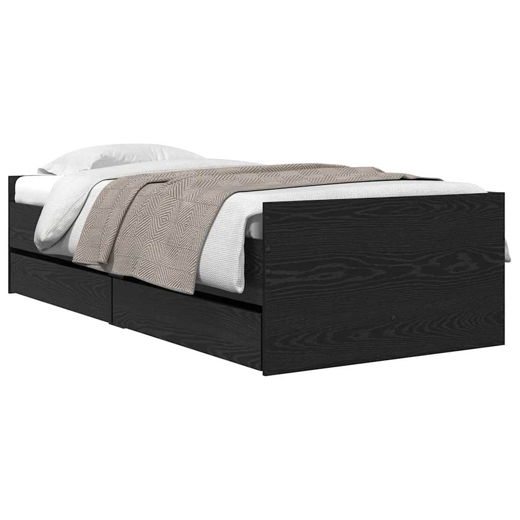 Struttura del letto Rovere Nero 100 x 200 cm Pino massello