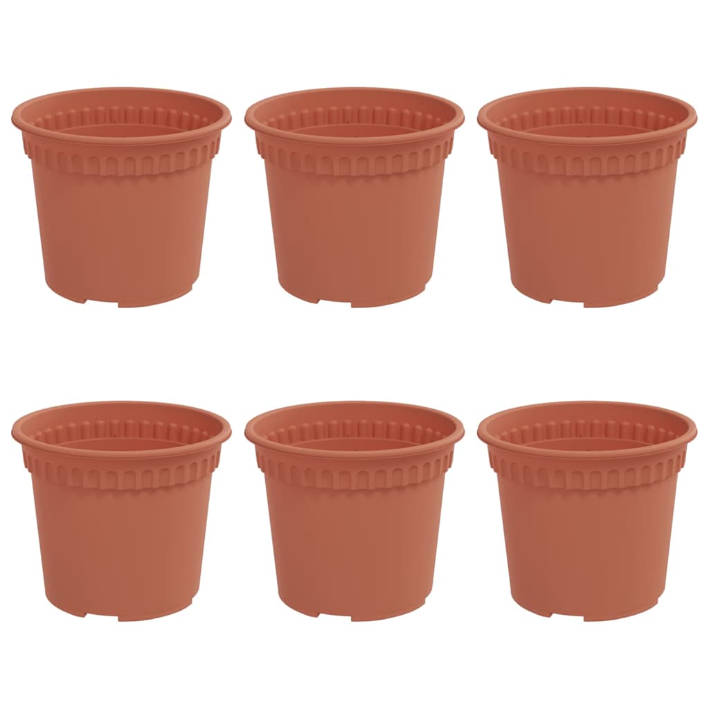 Vaso Rotondo per Fiori 6 pcs Rosso Mattone Ã˜ 12,5 x 10 cm