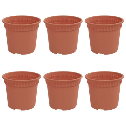 Vaso Rotondo per Fiori 6 pcs Rosso Mattone Ã˜ 12,5 x 10 cm