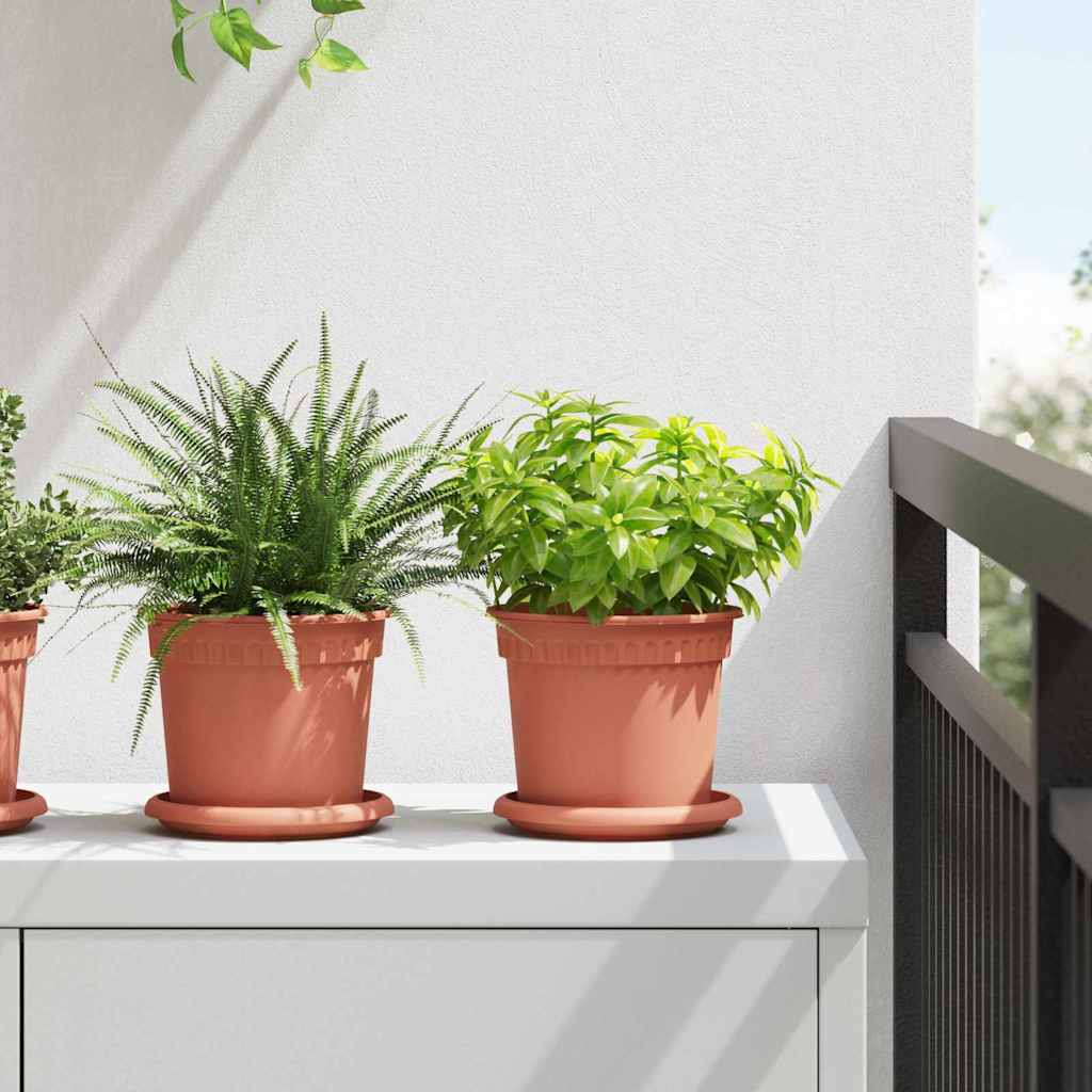 Vaso Rotondo per Fiori 6 pcs Rosso Mattone Ã˜ 15 x 12 cm
