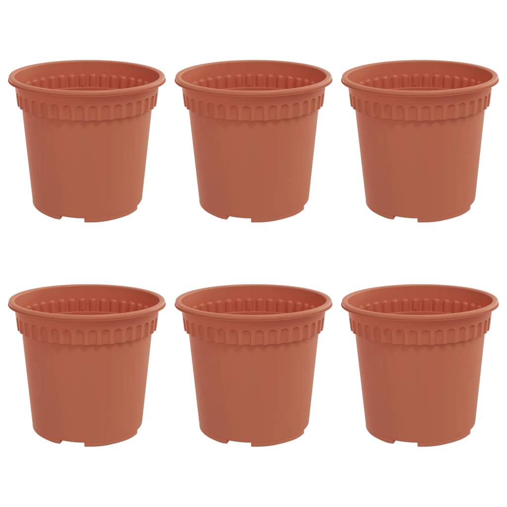 Vaso Rotondo per Fiori 6 pcs Rosso Mattone Ã˜ 15 x 12 cm