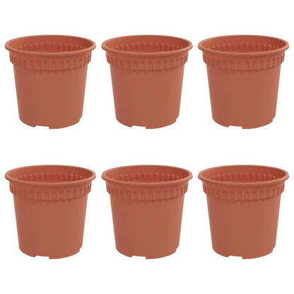Vaso Rotondo per Fiori 6 pcs Rosso Mattone Ã˜ 15 x 12 cm