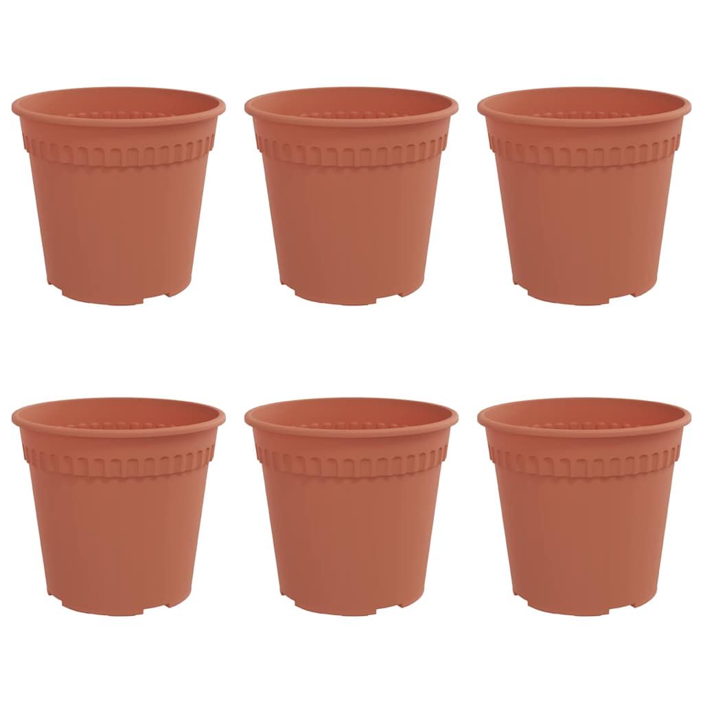 Vaso Rotondo per Fiori 6 pcs Rosso Mattone Ã˜ 17 x 14 cm