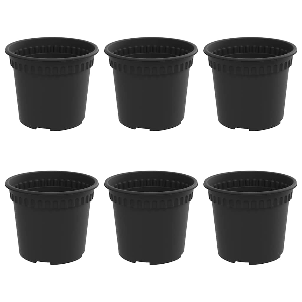 Vaso Rotondo per Fiori 6 pcs Nero Ã˜ 12,5 x 10 cm Plastica