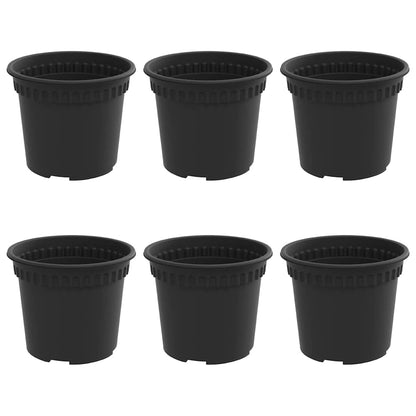 Vaso Rotondo per Fiori 6 pcs Nero Ã˜ 12,5 x 10 cm Plastica