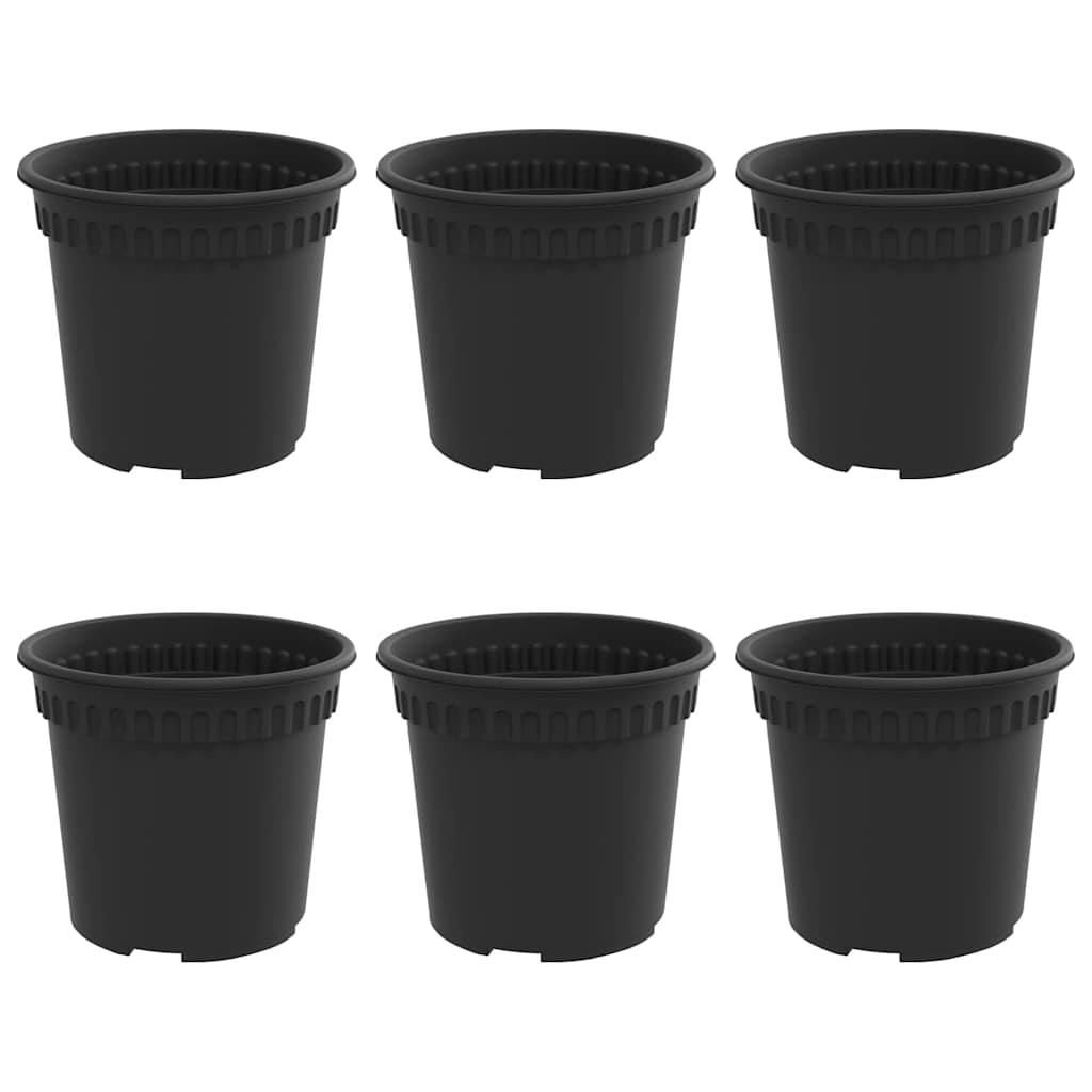 Vaso Rotondo per Fiori 6 pcs Nero Ã˜ 15 x 12 cm Plastica