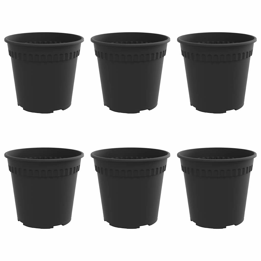 Vaso Rotondo per Fiori 6 pcs Nero Ã˜ 17 x 14 cm Plastica