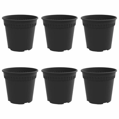 Vaso Rotondo per Fiori 6 pcs Nero Ã˜ 17 x 14 cm Plastica