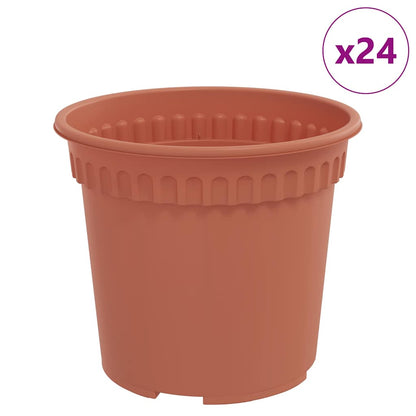 Vaso Rotondo per Fiori 24 pcs Rosso Mattone Ã˜ 15 x 12 cm