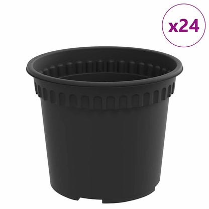 Vaso Rotondo per Fiori 24 pcs Nero Ã˜ 12,5 x 10 cm Plastica