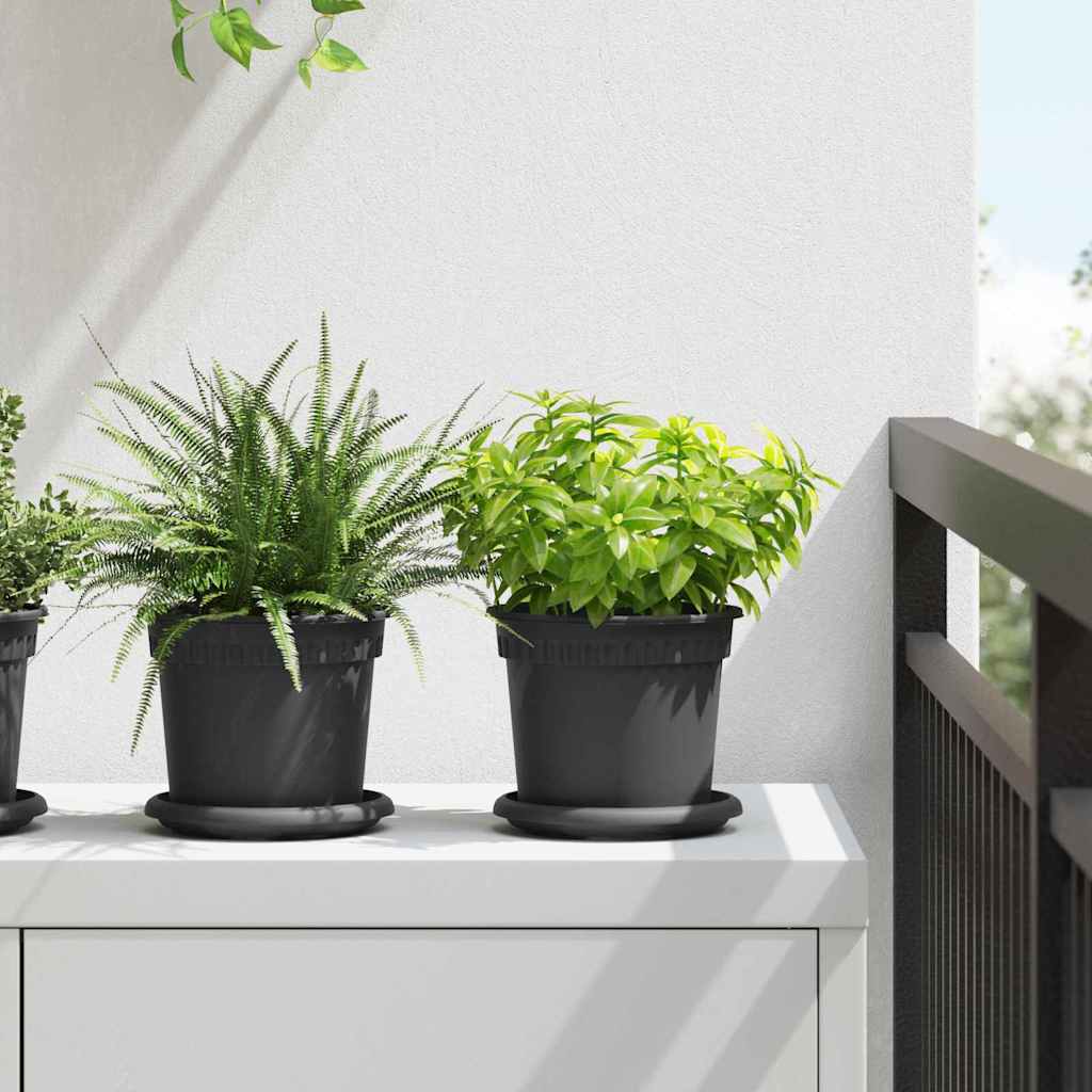 Vaso Rotondo per Fiori 24 pcs Nero Ã˜ 15 x 12 cm Plastica