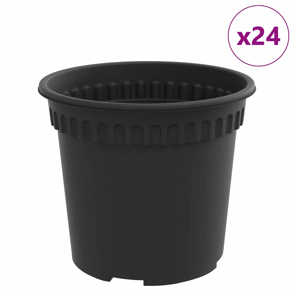 Vaso Rotondo per Fiori 24 pcs Nero Ã˜ 15 x 12 cm Plastica