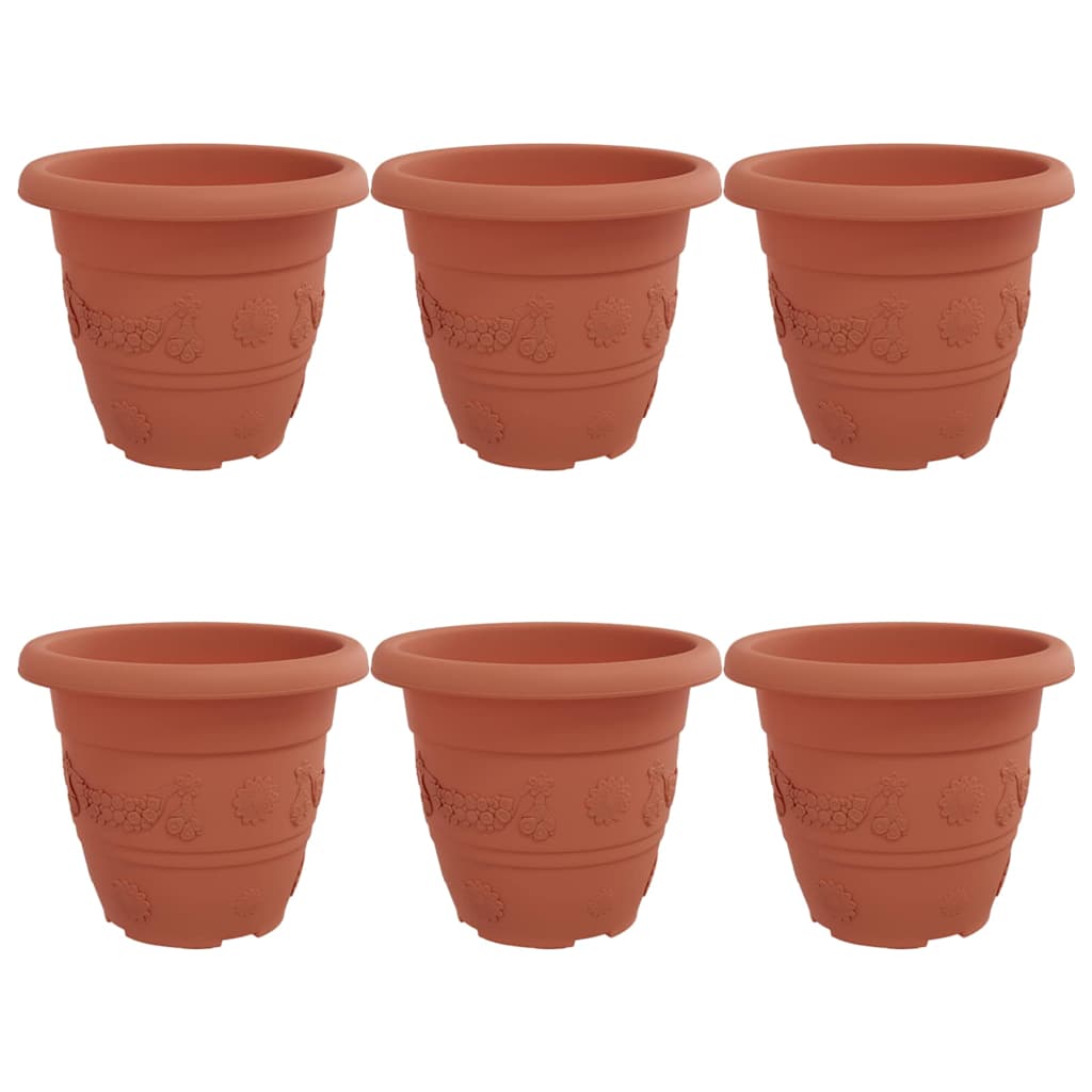 Vaso Rotondo per Fiori 6 pcs Rosso Mattone Ã˜ 26 x 21.5 cm
