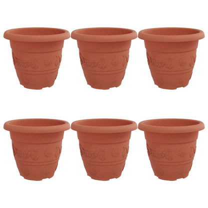Vaso Rotondo per Fiori 6 pcs Rosso Mattone Ã˜ 26 x 21.5 cm