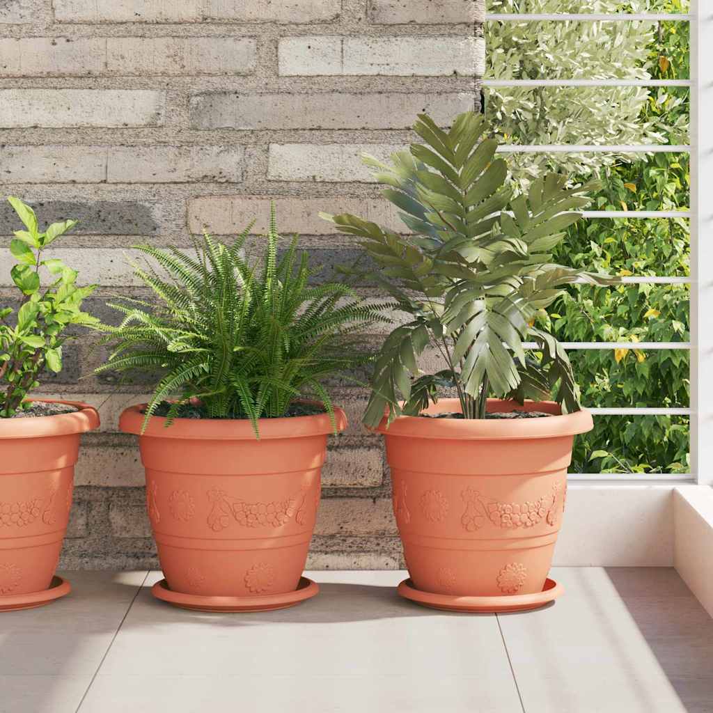 Vaso Rotondo per Fiori 6 pcs Rosso Mattone Ã˜ 26 x 21.5 cm