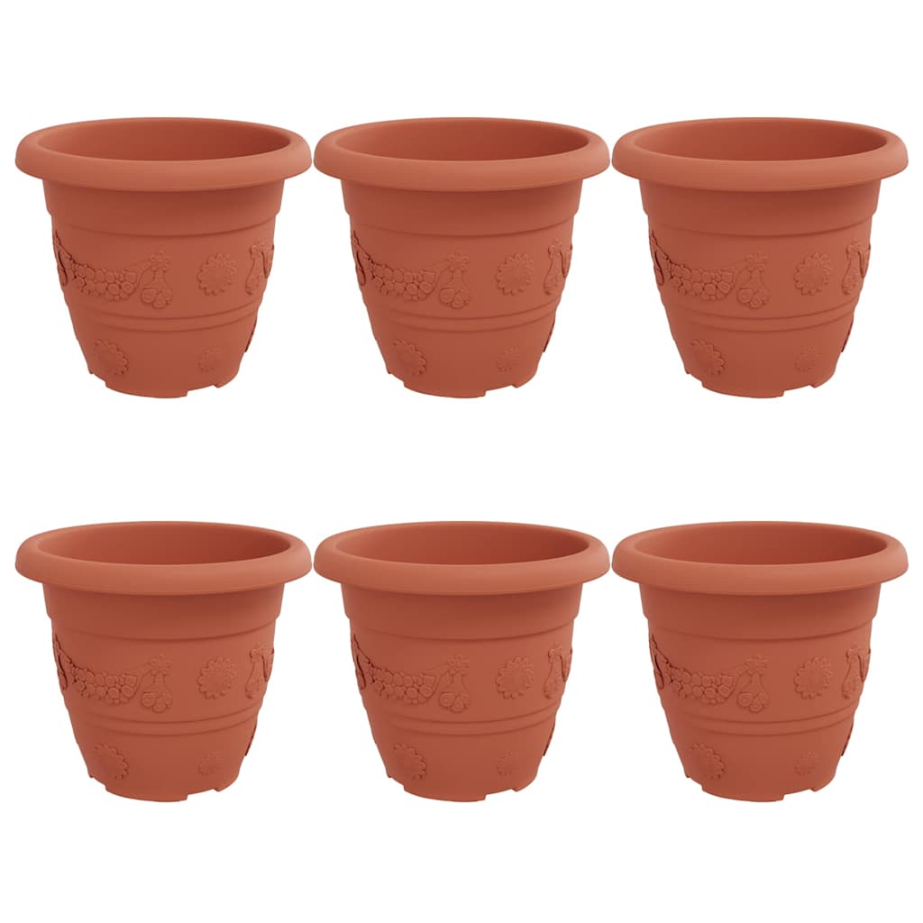 Vaso Rotondo per Fiori 6 pcs Rosso Mattone Ã˜ 26 x 21.5 cm