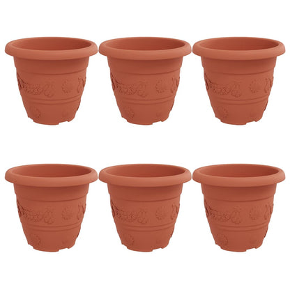 Vaso Rotondo per Fiori 6 pcs Rosso Mattone Ã˜ 26 x 21.5 cm