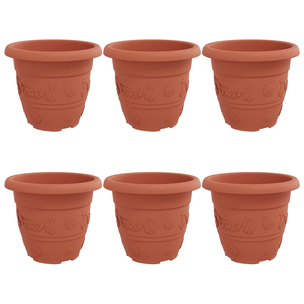 Vaso Rotondo per Fiori 6 pcs Rosso Mattone Ã˜ 26 x 21.5 cm