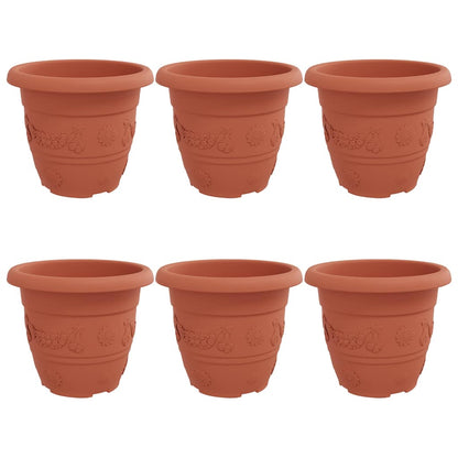 Vaso Rotondo per Fiori 6 pcs Rosso Mattone Ã˜ 26 x 21.5 cm