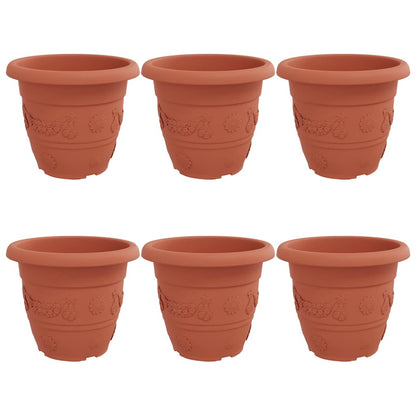 Vaso Rotondo per Fiori 6 pcs Rosso Mattone Ã˜ 26 x 21.5 cm