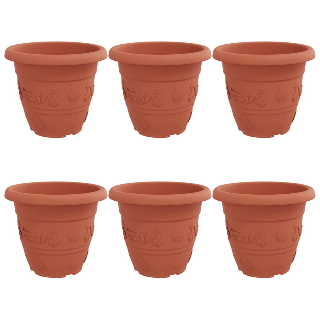 Vaso Rotondo per Fiori 6 pcs Rosso Mattone Ã˜ 26 x 21.5 cm