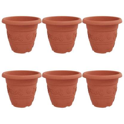 Vaso Rotondo per Fiori 6 pcs Rosso Mattone Ã˜ 26 x 21.5 cm