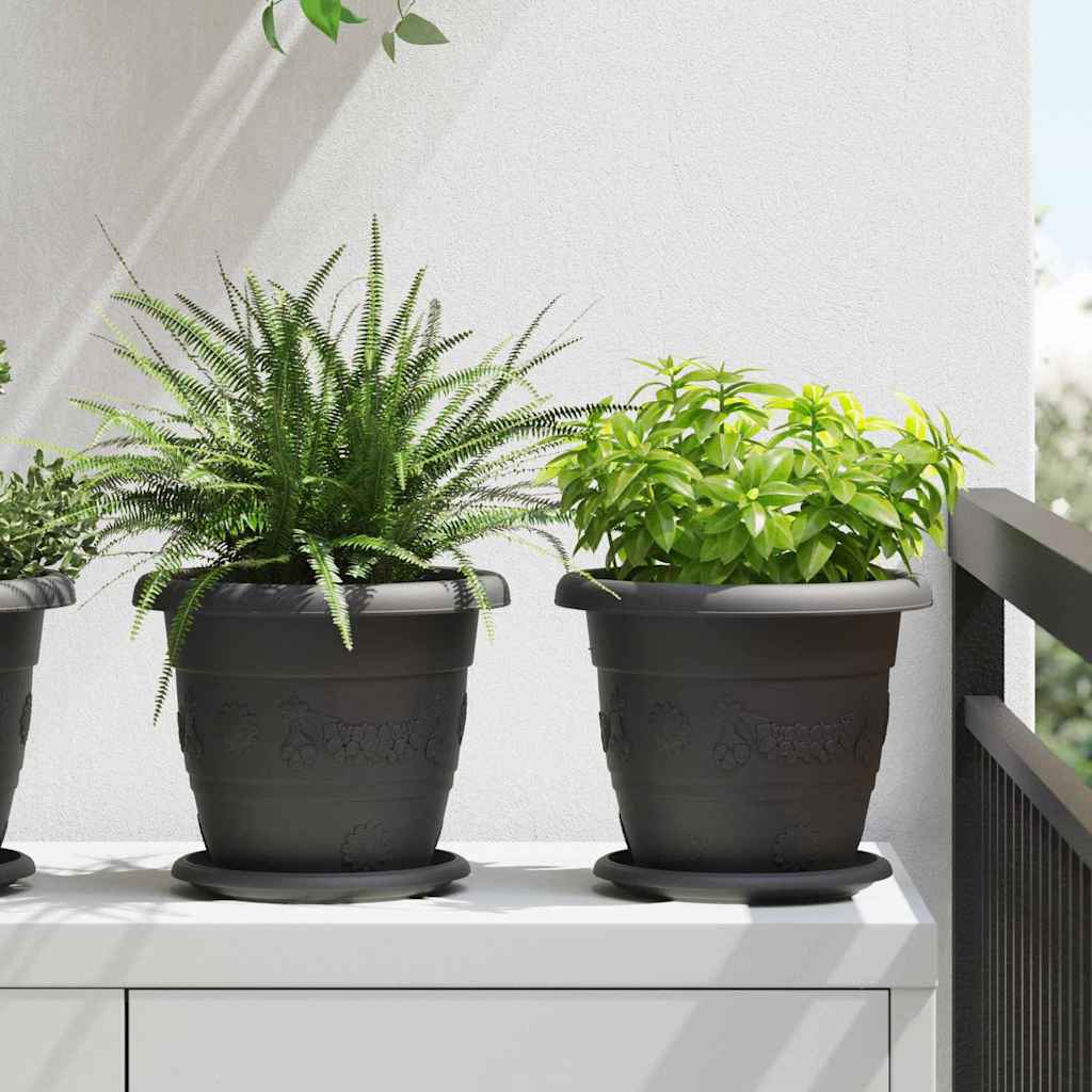Vaso Rotondo per Fiori 6 pcs Nero Ã˜ 26 x 21.5 cm Plastica