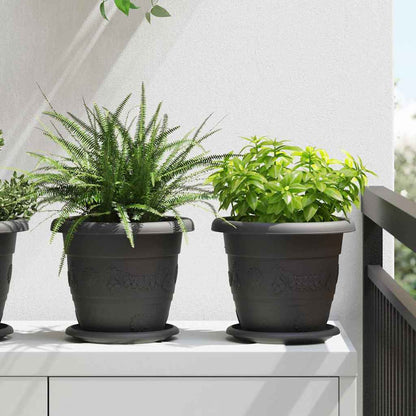 Vaso Rotondo per Fiori 6 pcs Nero Ã˜ 26 x 21.5 cm Plastica