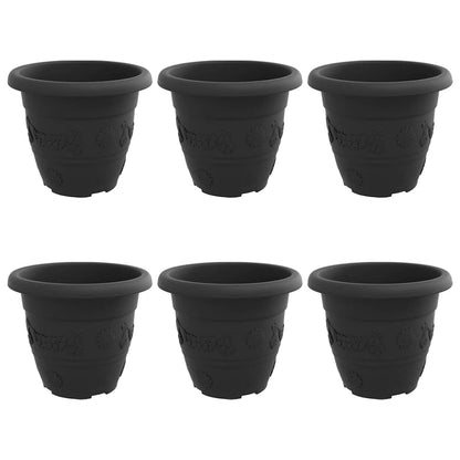 Vaso Rotondo per Fiori 6 pcs Nero Ã˜ 26 x 21.5 cm Plastica
