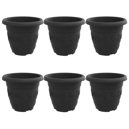 Vaso Rotondo per Fiori 6 pcs Nero Ã˜ 26 x 21.5 cm Plastica