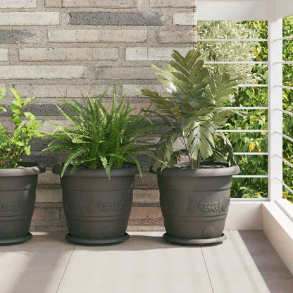 Vaso Rotondo per Fiori 6 pcs Nero Ã˜ 26 x 21.5 cm Plastica