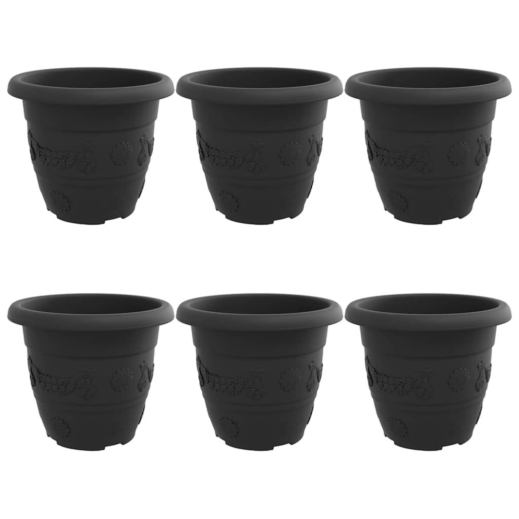 Vaso Rotondo per Fiori 6 pcs Nero Ã˜ 26 x 21.5 cm Plastica