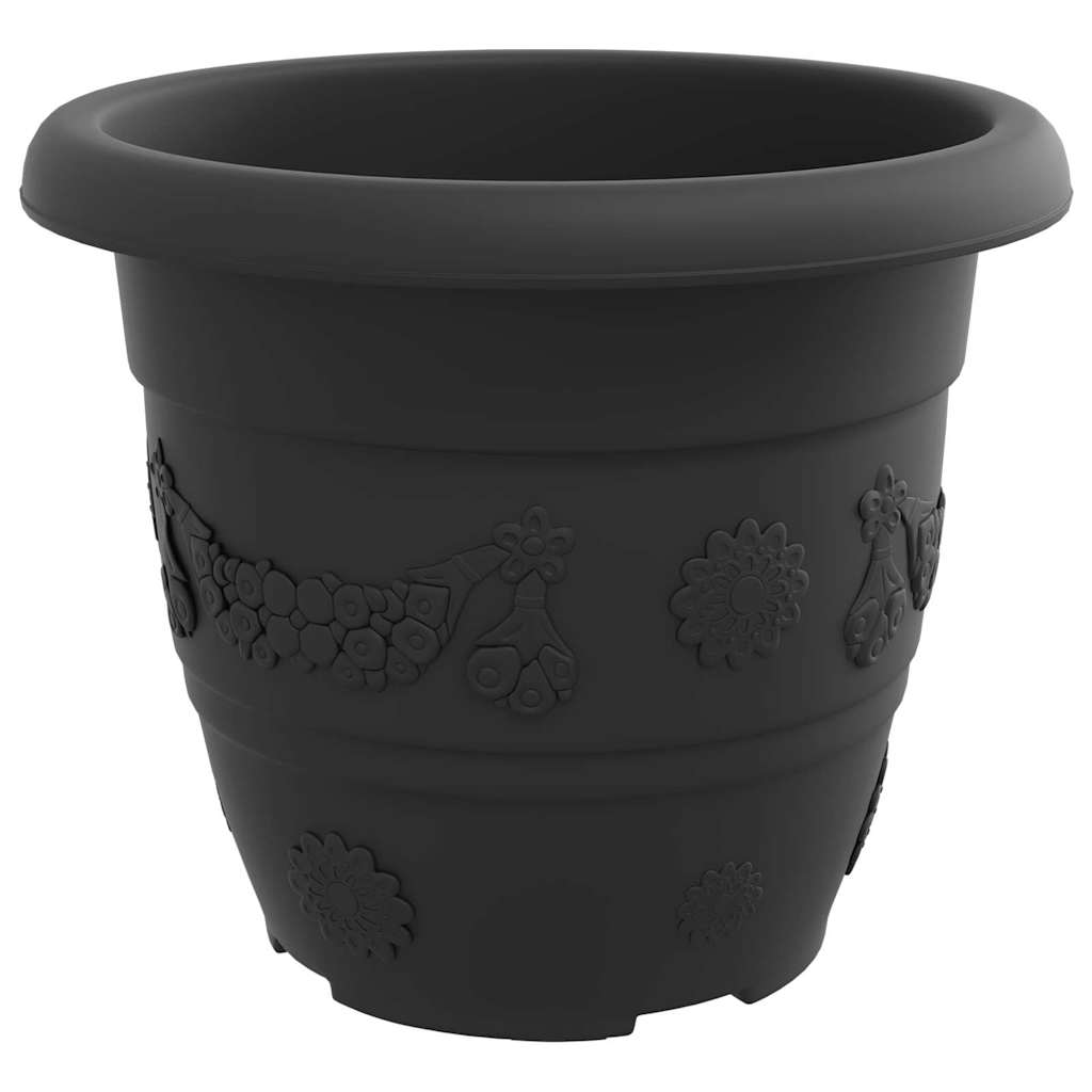 Vaso Rotondo per Fiori 6 pcs Nero Ã˜ 26 x 21.5 cm Plastica