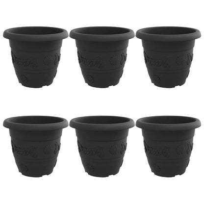 Vaso Rotondo per Fiori 6 pcs Nero Ã˜ 26 x 21.5 cm Plastica