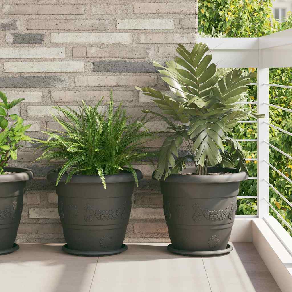 Vaso Rotondo per Fiori 6 pcs Nero Ã˜ 26 x 21.5 cm Plastica