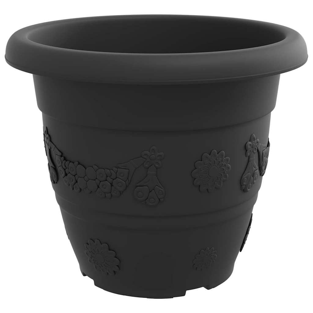 Vaso Rotondo per Fiori 6 pcs Nero Ã˜ 26 x 21.5 cm Plastica