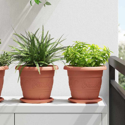 Vaso Rotondo per Fiori 24 pcs Rosso Mattone Ã˜ 26 x 21.5 cm