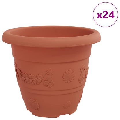 Vaso Rotondo per Fiori 24 pcs Rosso Mattone Ã˜ 26 x 21.5 cm