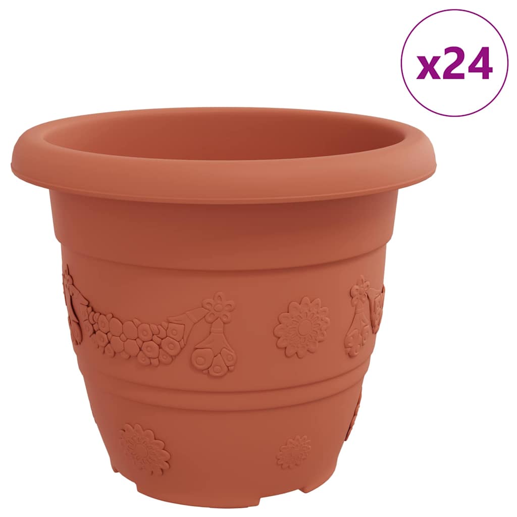 Vaso Rotondo per Fiori 24 pcs Rosso Mattone Ã˜ 26 x 21.5 cm