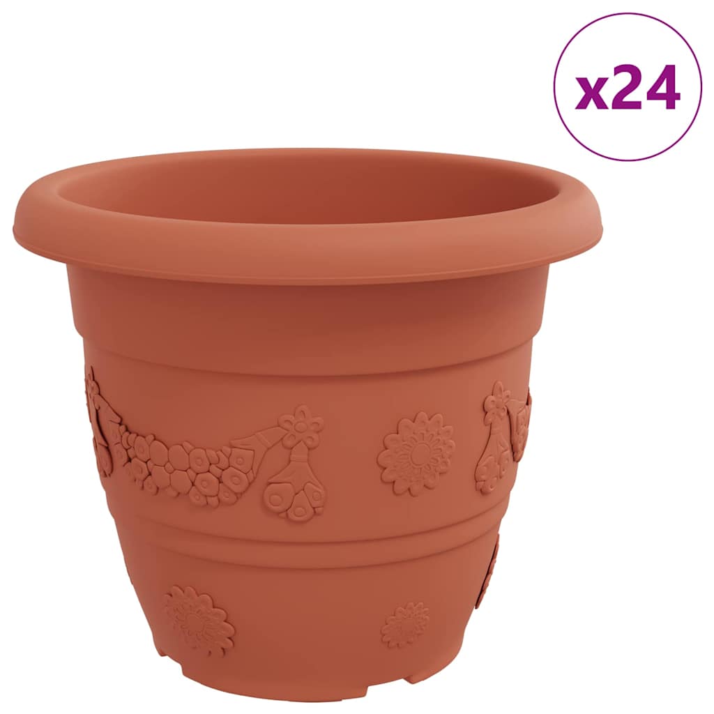 Vaso Rotondo per Fiori 24 pcs Rosso Mattone Ã˜ 26 x 21.5 cm