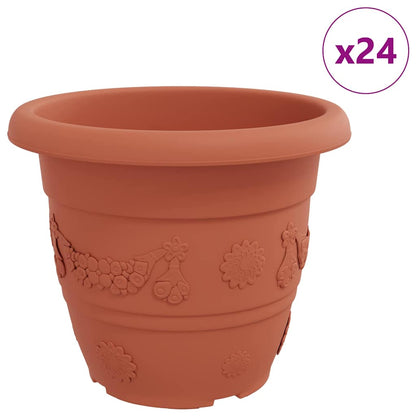 Vaso Rotondo per Fiori 24 pcs Rosso Mattone Ã˜ 26 x 21.5 cm