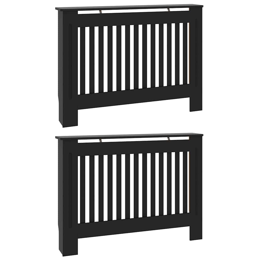 Copertura per radiatori 2 pcs Nero 112 x 19 x 81,5cm