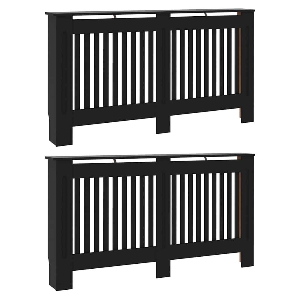 Copertura per radiatori 2 pcs Nero 152 x 19 x 81,5cm