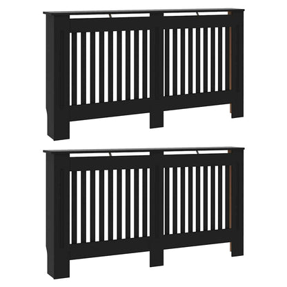 Copertura per radiatori 2 pcs Nero 152 x 19 x 81,5cm