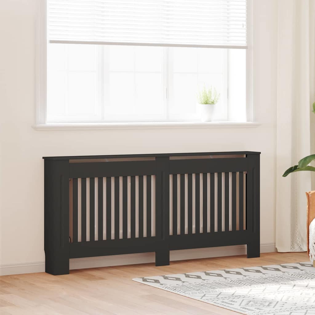 Copertura per radiatori 2 pcs Nero 172 x 19 x 81,5cm