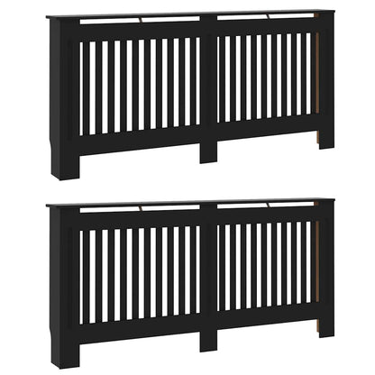 Copertura per radiatori 2 pcs Nero 172 x 19 x 81,5cm