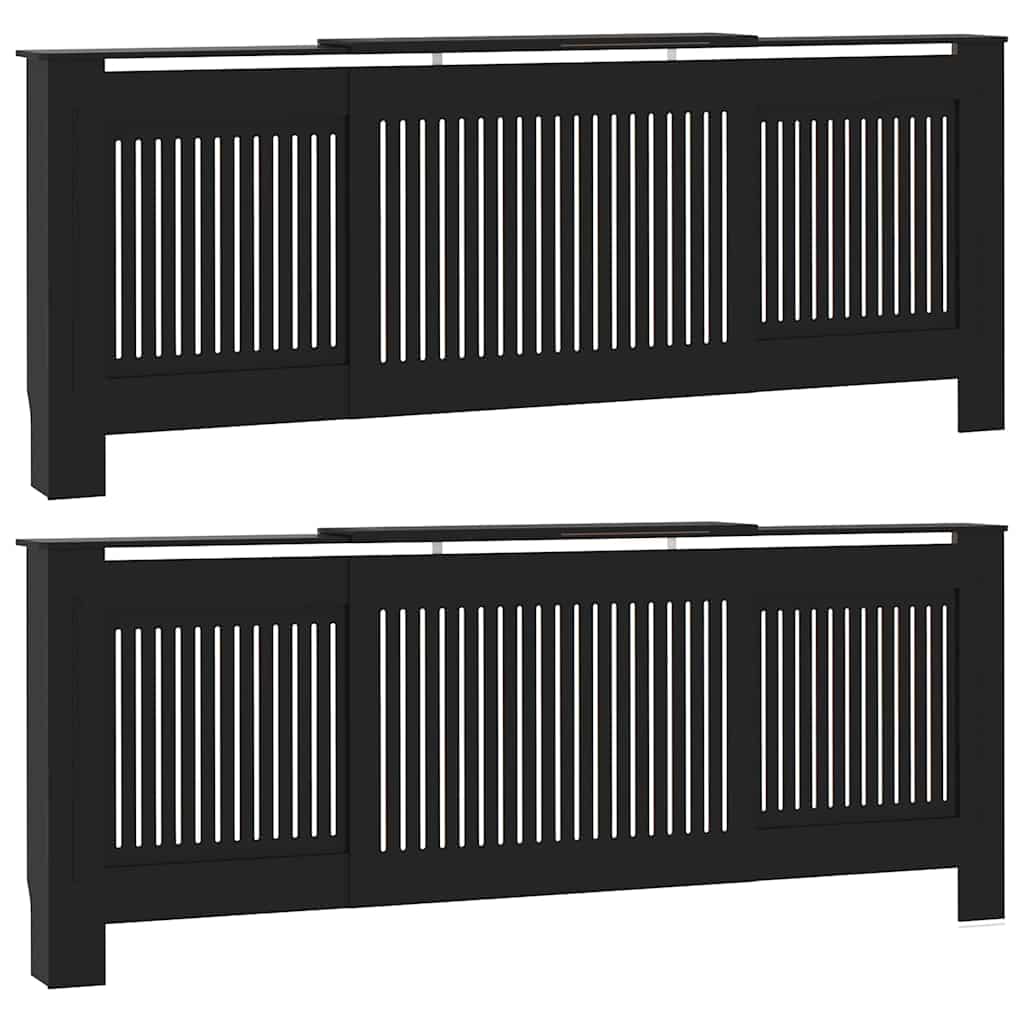 Copertura per radiatori 2 pcs Nero 205 x 20,5 x 81,5cm